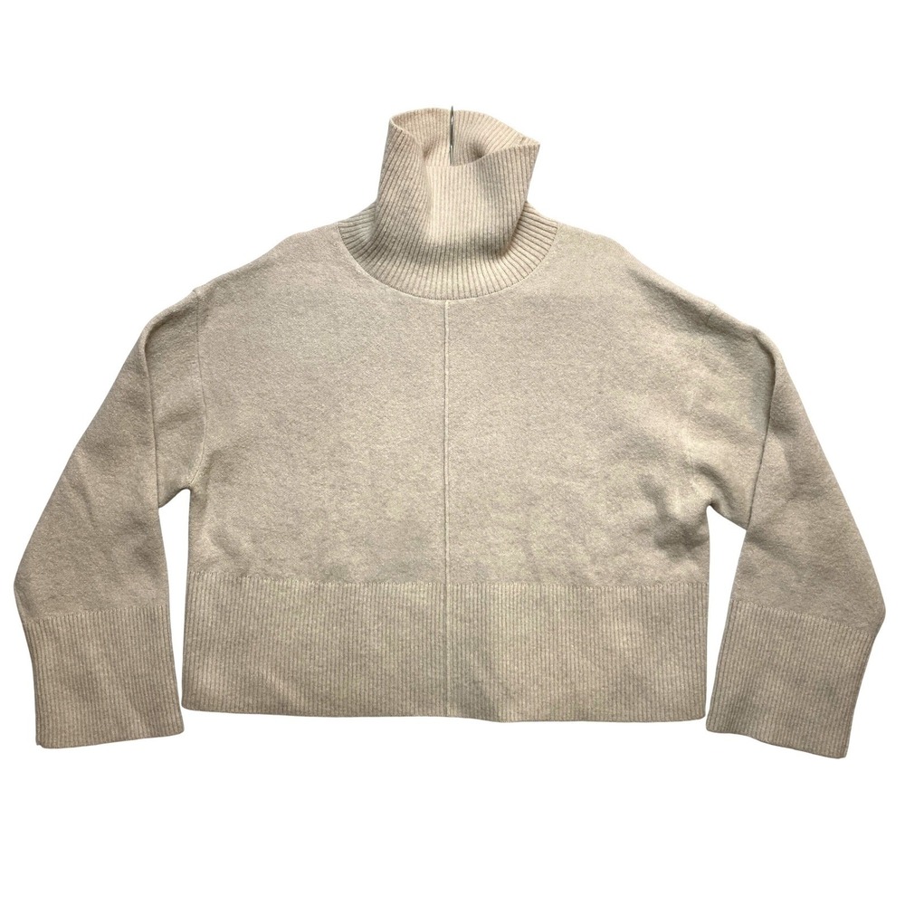 Other Stories Stockholm Atelier Crop Sweater Womens M Beige Turtleneck Pullover